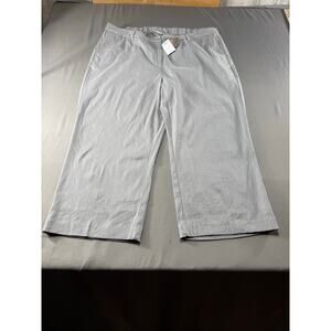NWT J. Jill Linen Blend Gray Pinstripe Wide Leg Crop Pants Women’s Plus 22W